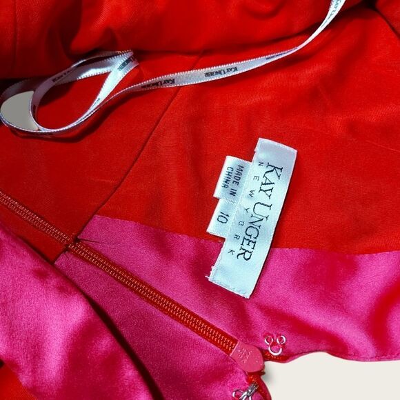 Kay Unger Red and Pink Midi Dress - Picture 3 of 11